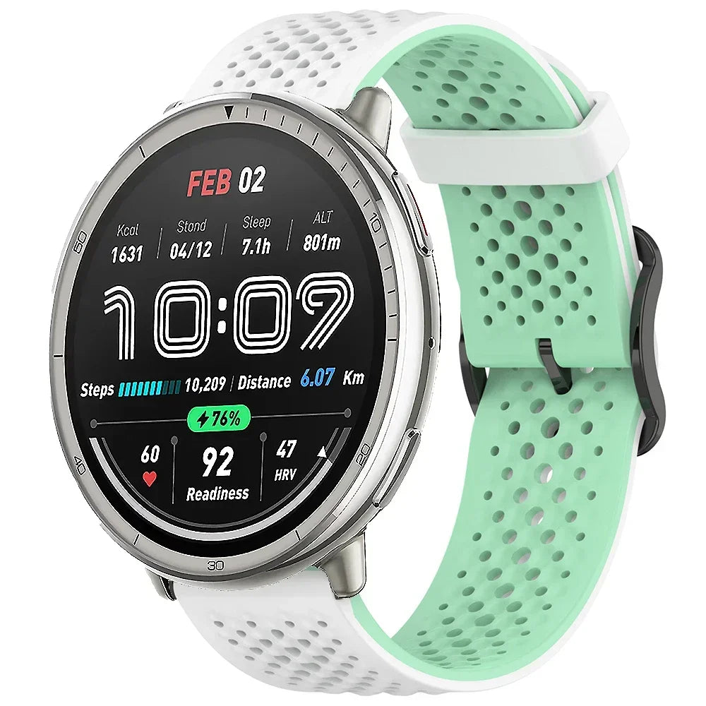 20mm 22mm Silicone Strap For Amazfit Active 2/GTS 4/3/2 Sports Breathable Bracelet Wristband Amazfit Bip 6/5 GTR 4/3 Accessories