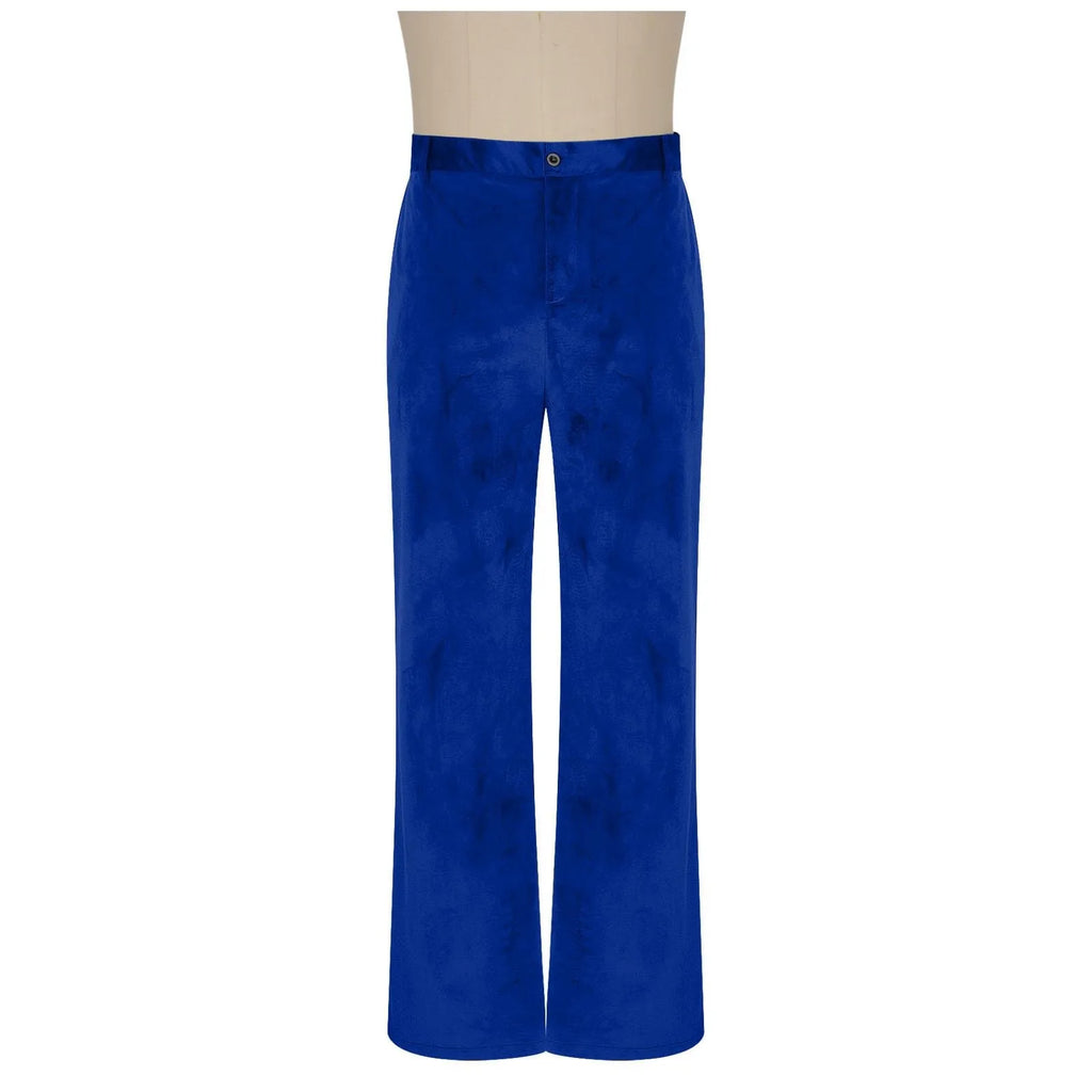 Men Retro Disco Flared Pants Classic Vintage Style Comfy Flare Trousers Fitted Velvet Fabric Dancing Stylish Pants Without Belt