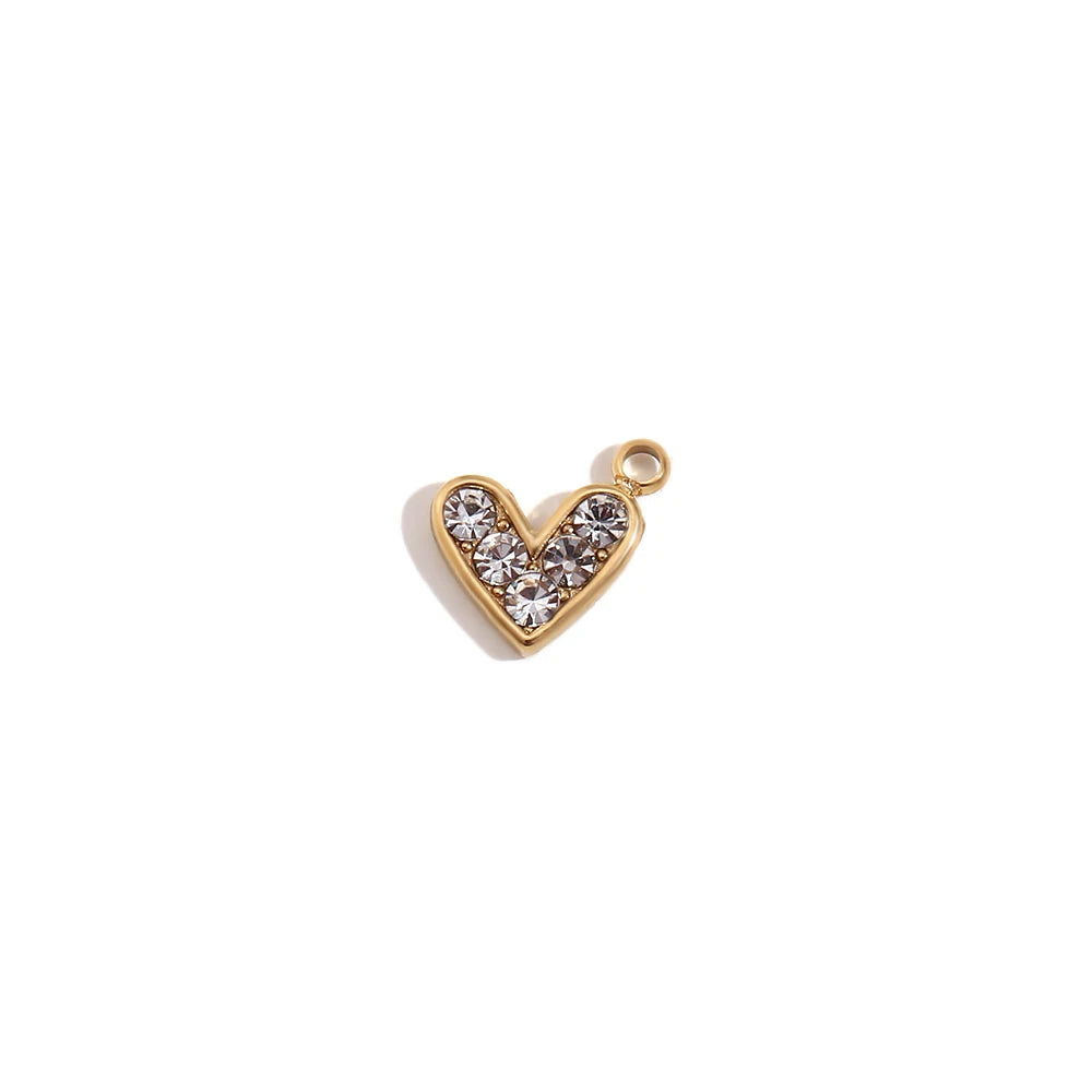 E.B.belle Octagonal Splicing Color Bead Heart-shaped Key Rainbow Square 316L Stainless Steel 14K Gold Plated Pendant Charms