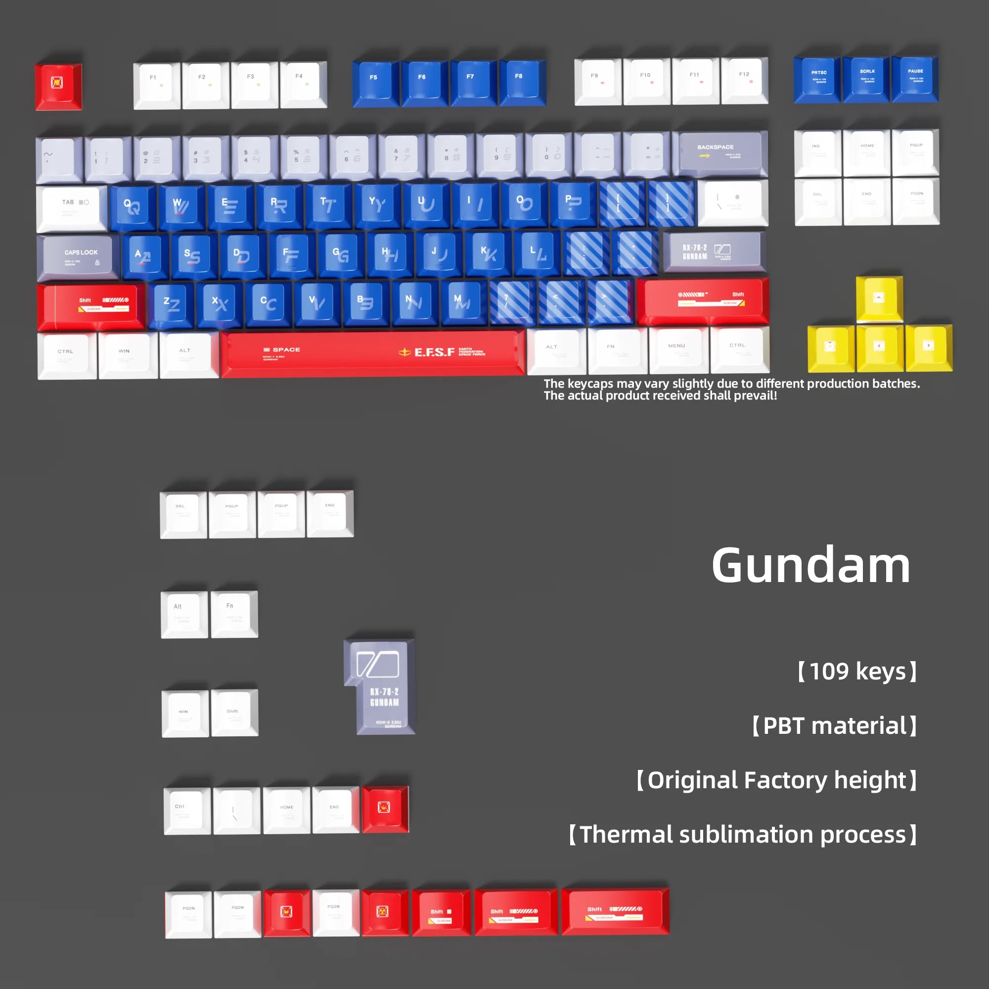 Cartoon Style Thermal Sublimation Mixed-Color Keycaps Full-Size 109-Key Mechanical Keycaps Decorative Keycaps