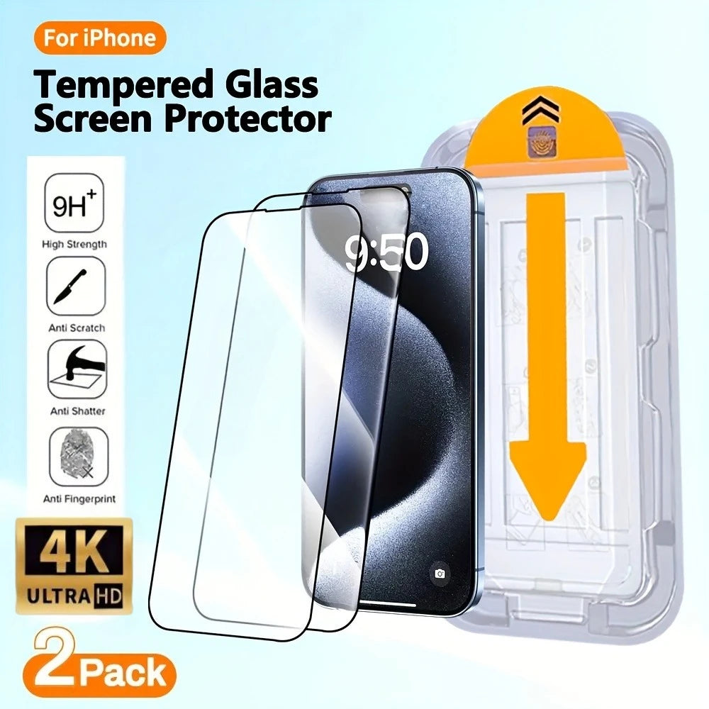 2Pcs Ultra HD Tempered Glass Screen Protector For IPhone 17 16 15 Pro Max 14 11 12 13 Pro 16 15 Plus XR XS Max Protective Glass