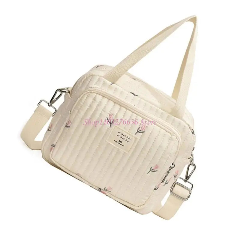 R6FD Lovely Baby Diaper Bag with Floral/Animal Embroidery, Fashionable Shoulder Bag Organiser Case Container for Busy Parents