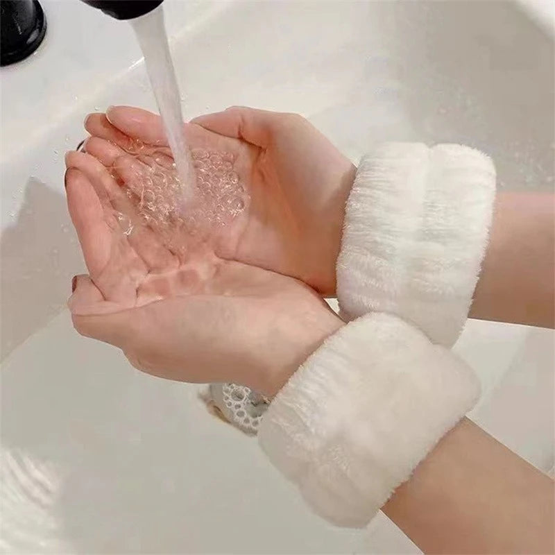 Face Wash Wristband Fleece Skincare  Band Wrist Cuffs for Makeup Shower Girls Headbands Wrist Washband Oversleeves