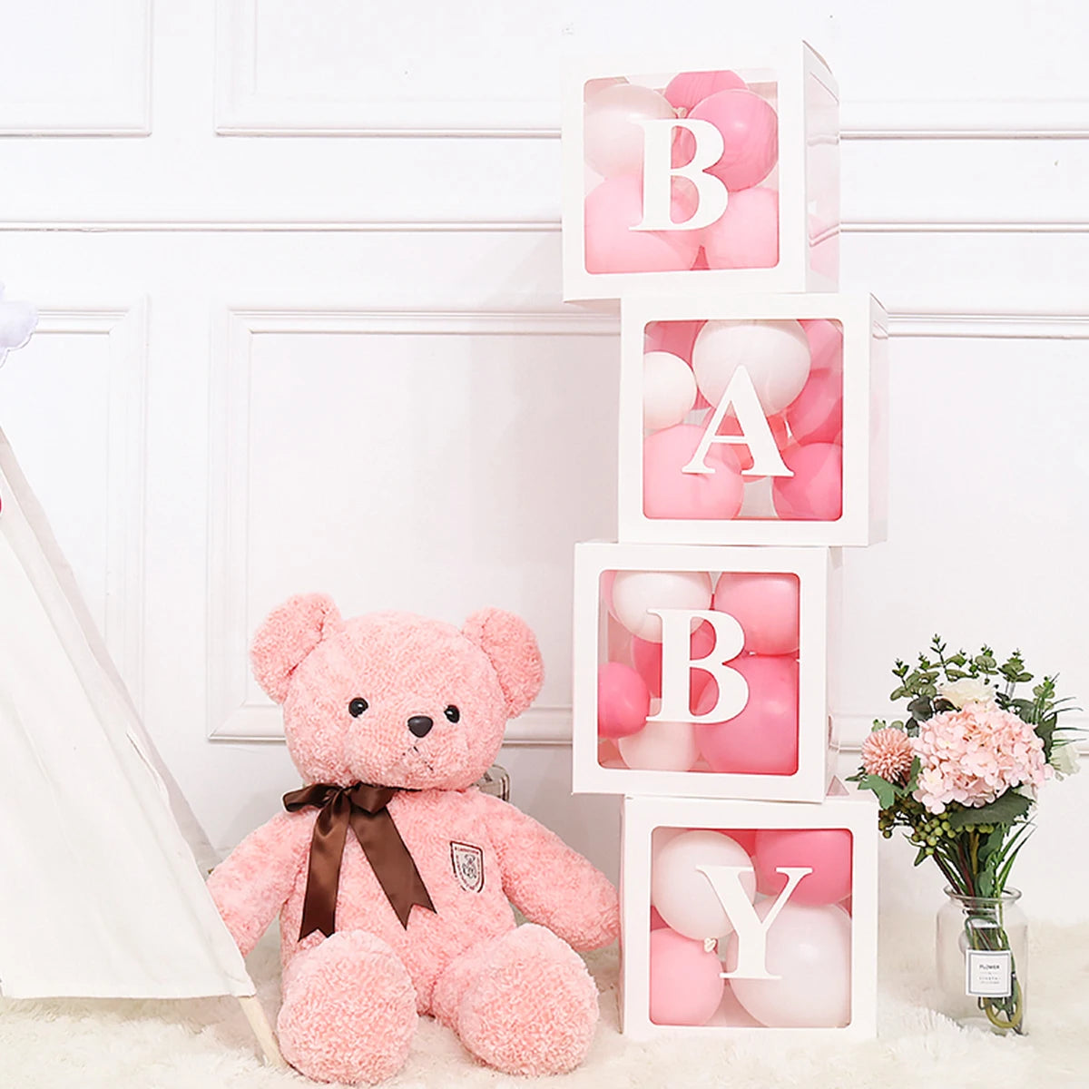 BABY Balloon Box Baby Shower Decoration Boy Girl One Year Frist One 1st Birthday Birthday Party Docor Kids Gender Reveal Decor