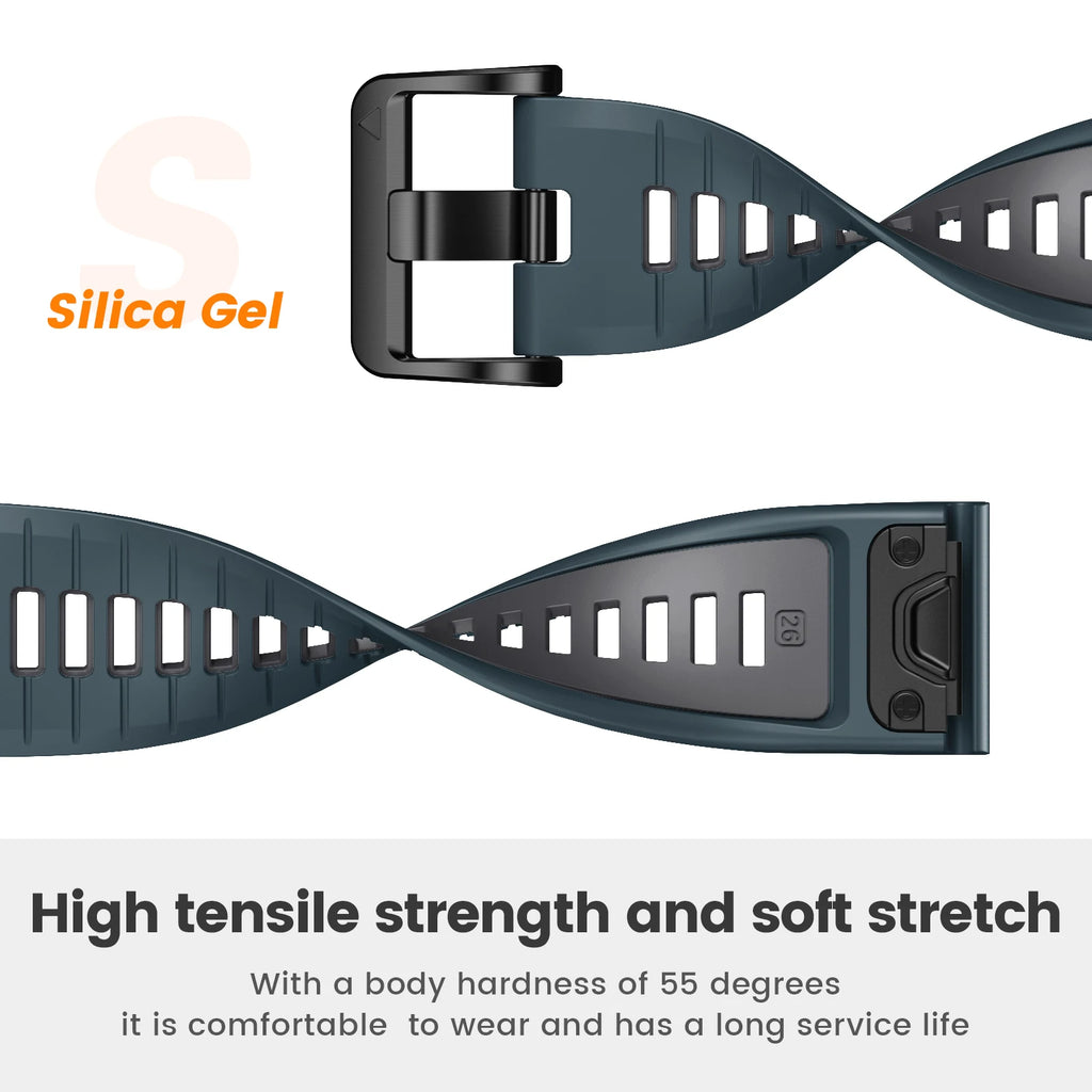 ANBEST 22mm 26mm Width Soft Silicone Watch Strap For Garmin Fenix 7 7X Pro 6 6X 5 5X Plus QuickFit Band For Epix Pro Watch Band