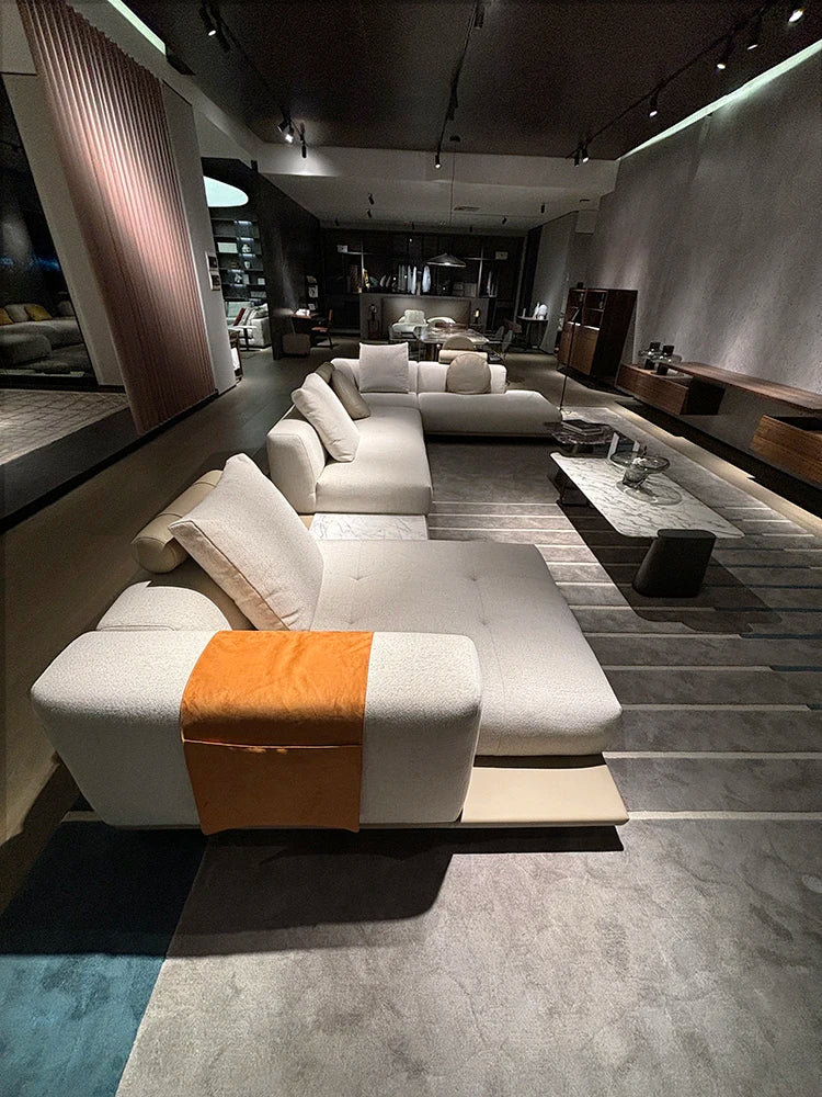 Living Room Furniture Premium Modern Luxury L-Shaped Sofa Set Custom Size Nordic Beige White Villa Home Furniture