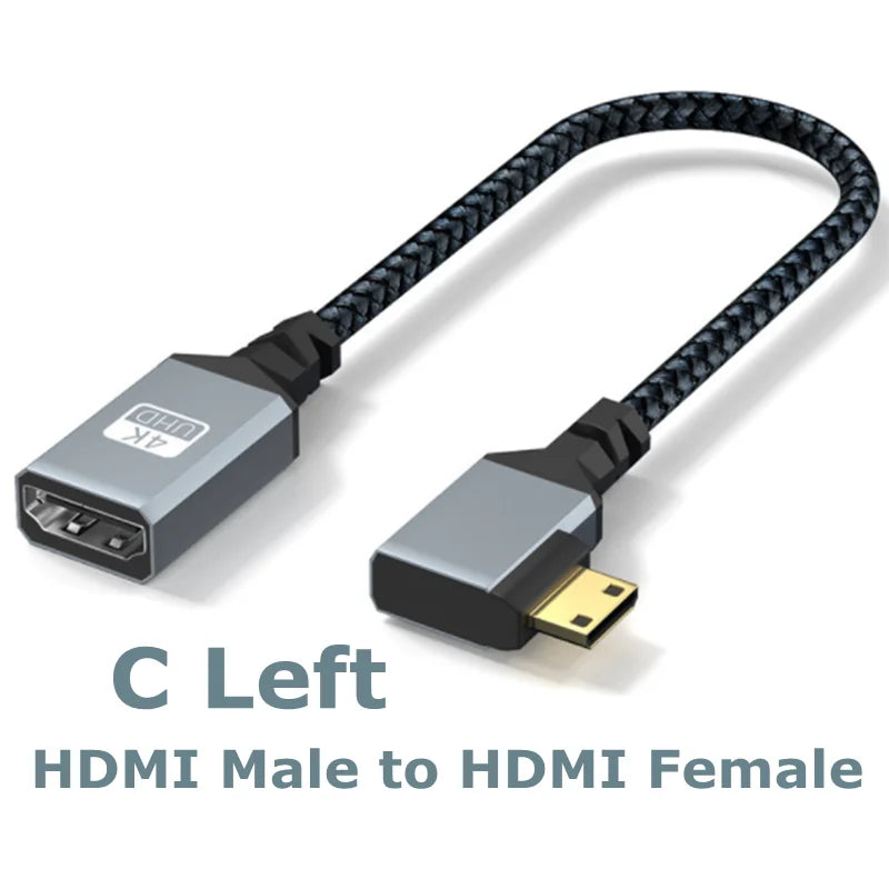 4K60Hz HDMI-Compatible Male To Female Extension Cable Micro/Mini HDMI-Compatible adapter Extender Wire Cord left/right/up/down