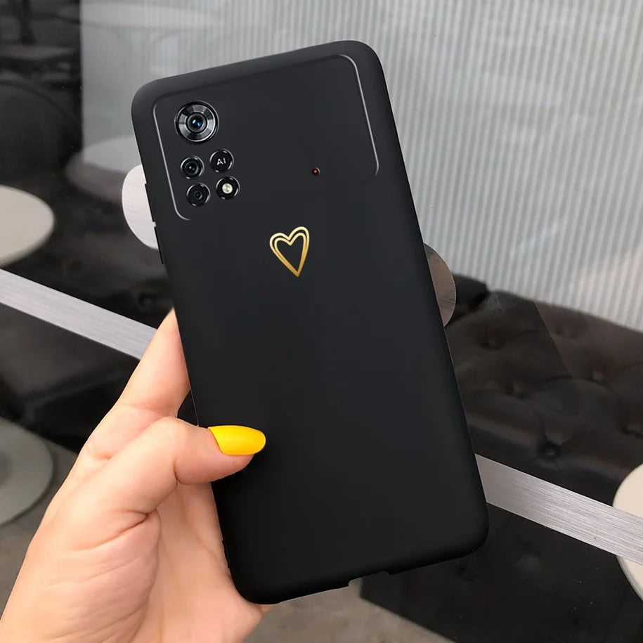 Cute Love Heart Phone Case For Xiaomi Poco X4 Pro 5G Cover Soft Silicone Matte Funda For Xiaomi Poco X4 M4 Pro 4G 5G Bumper 2022