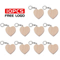 JASTER 10PCS/LOT Wooden Heart USB 2.0 Flash Drives 128GB  Free custom logo key chain Pen drive 64GB 32GB Business gift USB stick