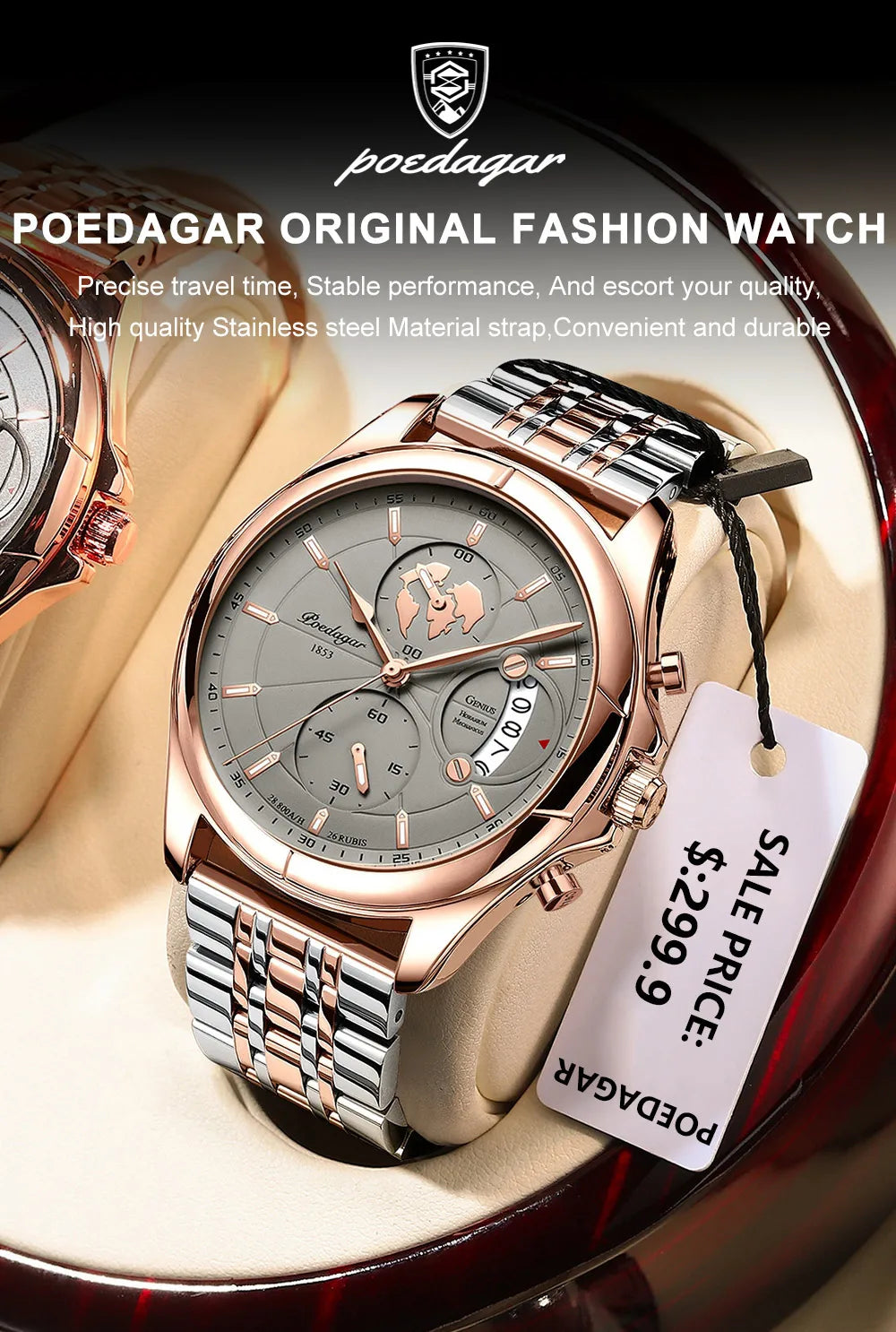 POEDAGAR Top Luxury Brand Casual Men Watch Chronograph Waterproof Date Full Steel Quartz Men's Watch Business Relogio Masculino