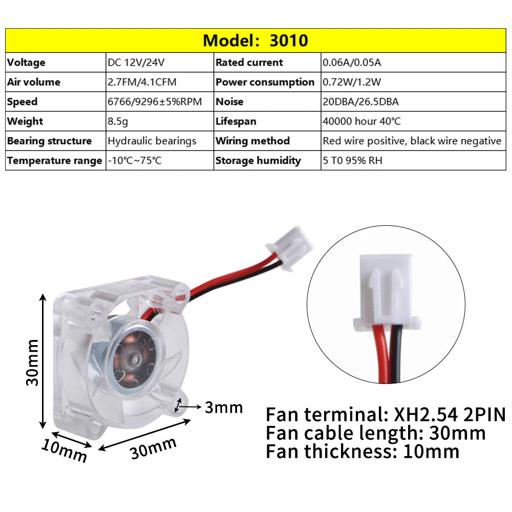 LED 4010/3010/2510 12V/24V FAN RGB High Cooling Performance 3D Printer Fan for Prusa Emder Voron Vzbot