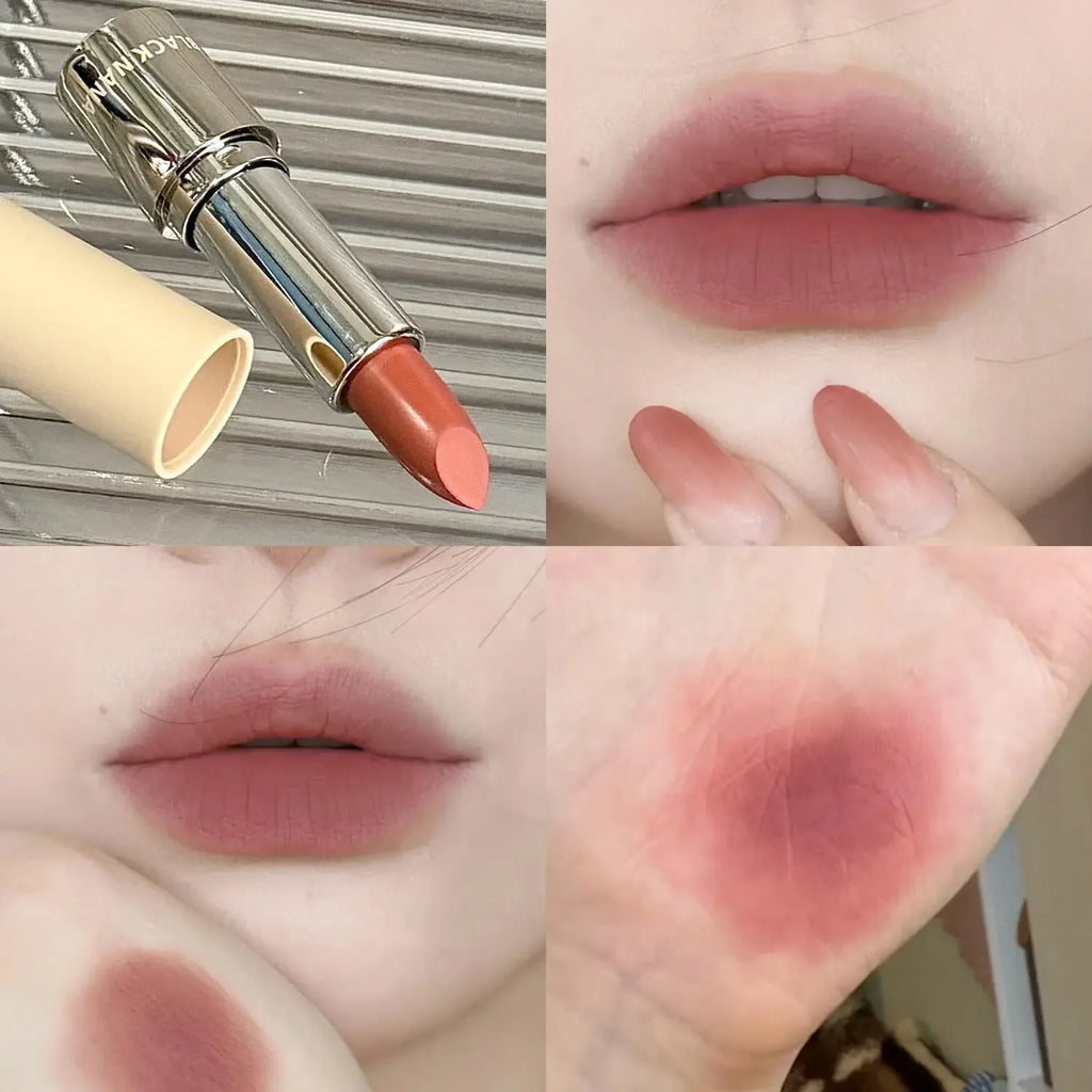 Dark Plum Matte Velvet Lipstick Smooth Application Long-Lasting Natural Highly Pigmented Lipstick Nude Brown Pink Lip Cosmetic