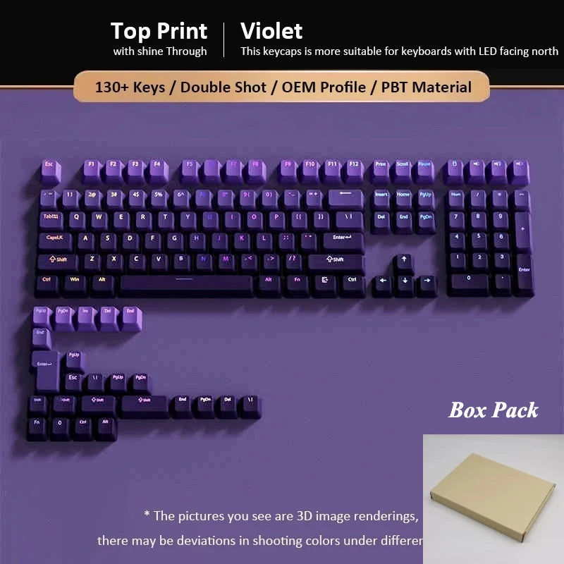 Gradient Keycaps 134 Keys OEM Profile PBT Double Shot Keycap For MX Switch Gaming Mechanical Keyboard Side Printed RGB Key Caps