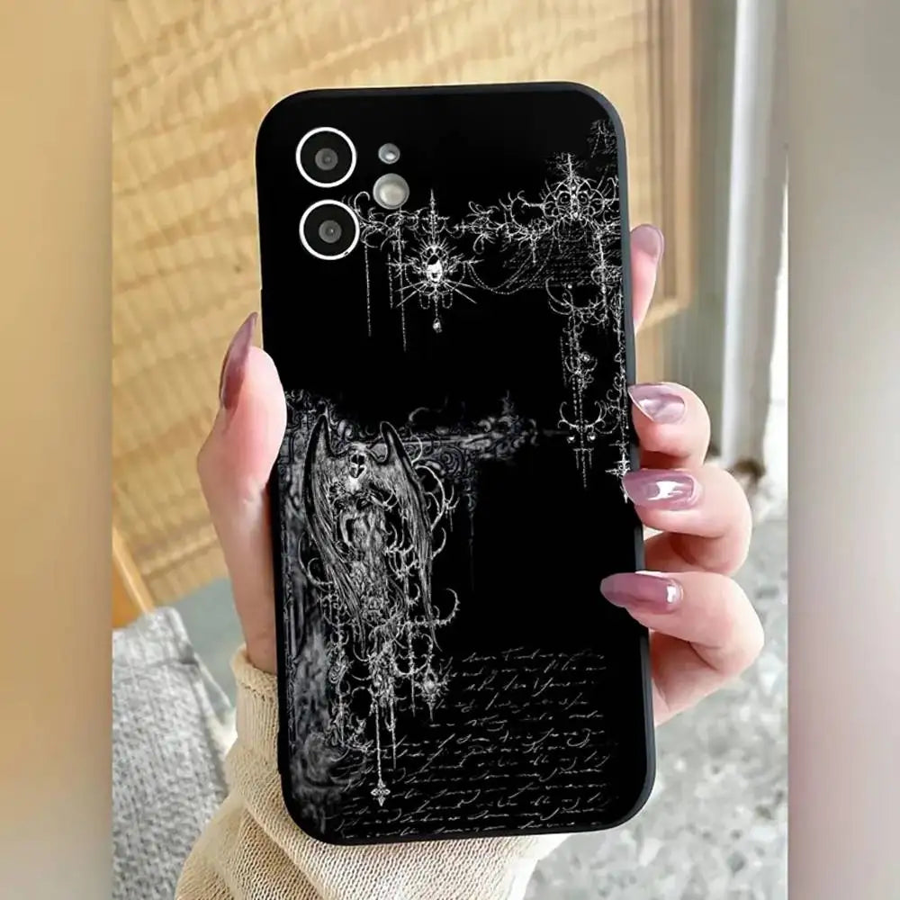 1pc Gothic Cyber Sigil Cross Phone Case Silicone Soft For IPhone 17 Air 16 15 14 13 12 11 Plus Pro Max Plus