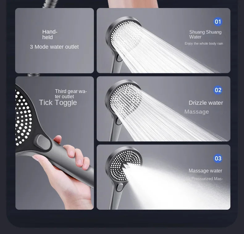Home showerhead, powerful pressurized showerhead, portable large panel large output showerhead, handheld showerhead