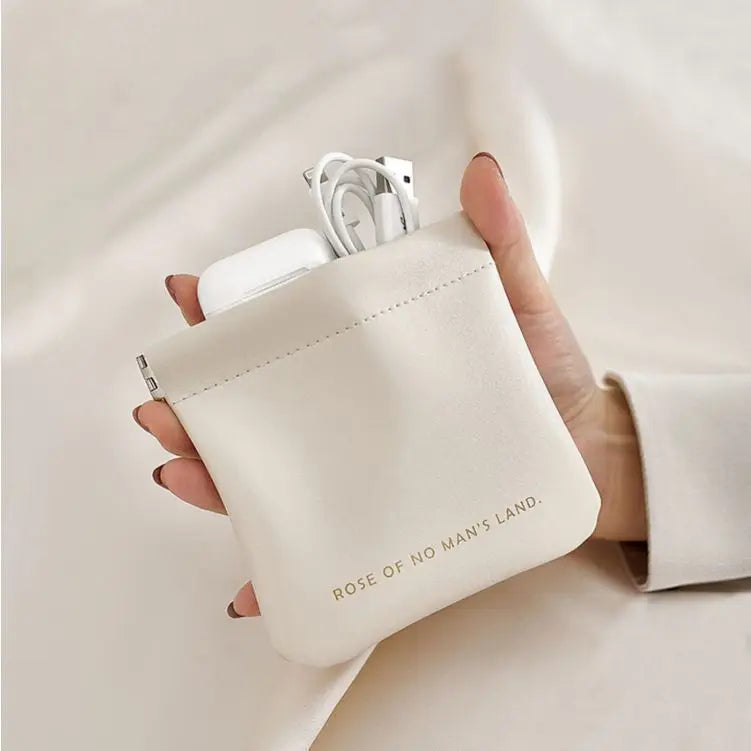 PU Leather Makeup Storage Bag Automatic Closure Waterproof Lipstick Purse Power Charging Line Earphones Carrying Bag Jewelry Bag