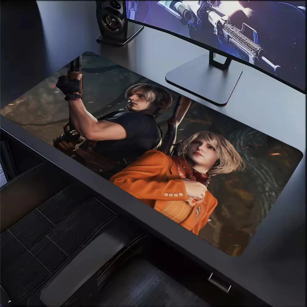 Xxl Mouse Pad Gamer R-Resident Evil 4 Pc Cabinet Game Keyboard Desk Mat Computer Gaming Accessories Leon S. Kennedy Big Mousepad