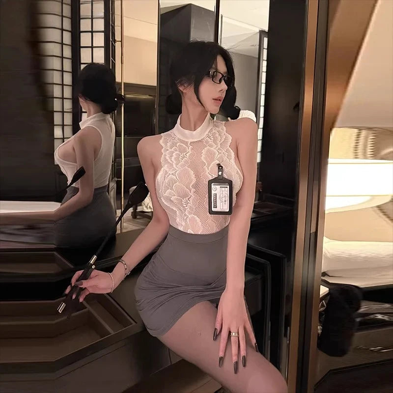 Ladies sexy lingerie; stewardess outfit; secretary lace outfit; uniform set; professional outfit; role-playing.