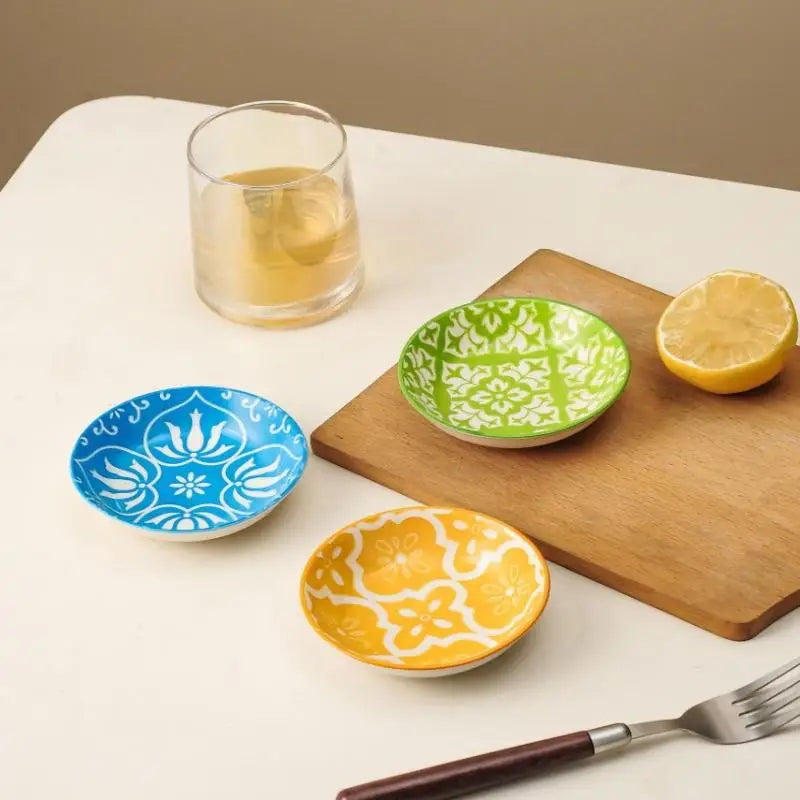 【HGPA】Ceramic Condiment Dishes, Bohemian Style Plates, Sauce Dishes, Suitable For Kitchens, Restaurants, Sushi Shops