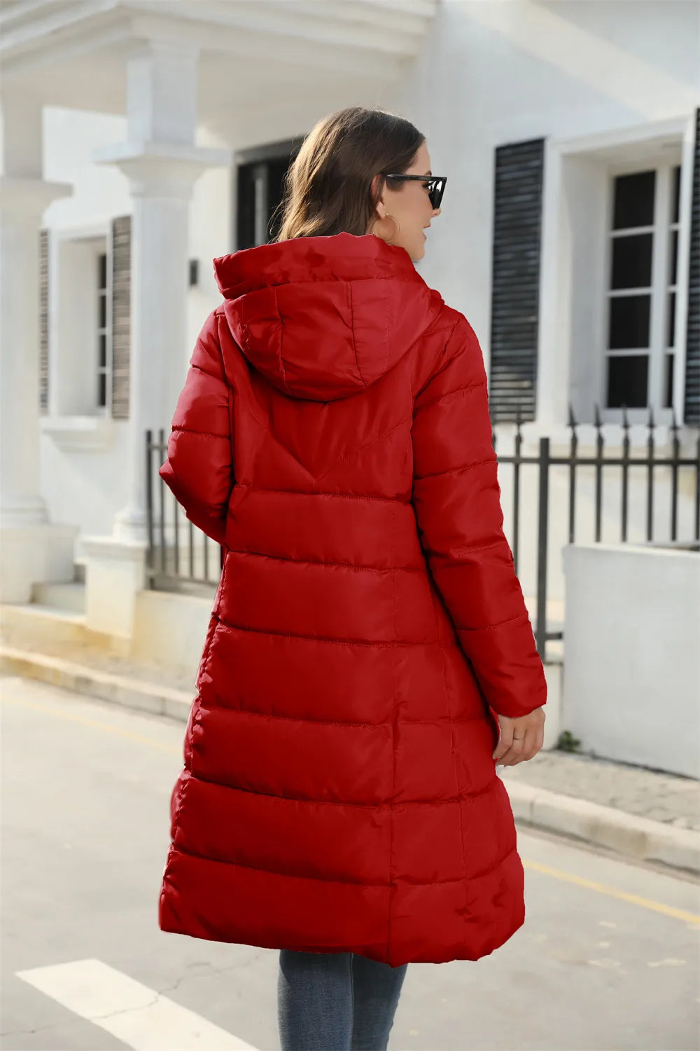 Winter Hooded Women's Cotton Padded Jacket Mid-length Keep Warm Coats Thickened Slim Fit Outwear