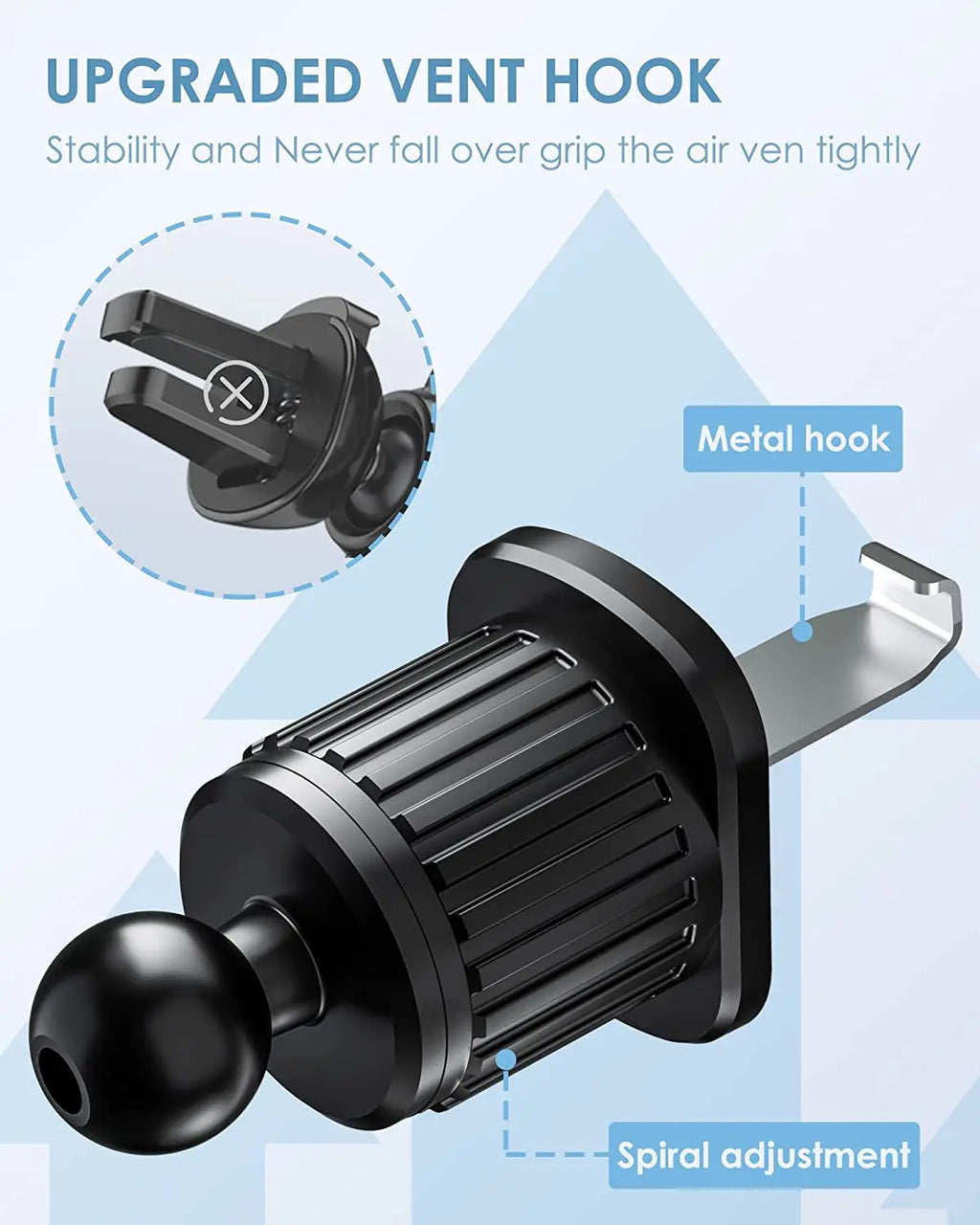 Universal Car Phone Holder Air Vent Hook Clip Mount 360 Degree Rotation Installation Anti Shake Supports Xiaomi For Mobile Phone