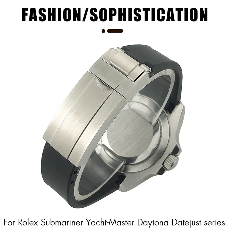 18mm 19mm 21mm 22mm Curved End Rubber Silicone Watchband for Rolex Submariner 20mm GMT Yacht-Master Daytona Deepsea Soft Strap