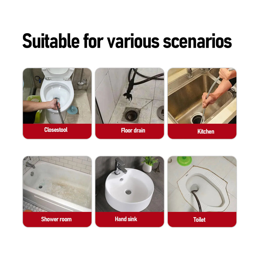 Drain Snake Manual Or Drill Powered 65 Manganese Steel Spring High Hardness Flexible Clog Remover for Toilet Kitchen Drain Snake