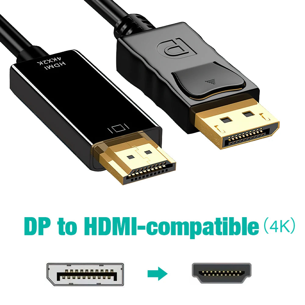 1.8M DisplayPort To HDMI Cable DP Male To Male VGA DVI HDMI Video Audio Cable 4K 1080P For Computer Laptop TV Projector Monitor