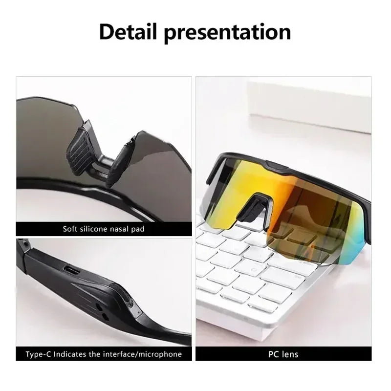 Smart Glasses Wireless Bluetooth 5.3 Sunglasses Built-in Microphone Speaker Touch&Voice Assistant Compatible Glass for Men Women