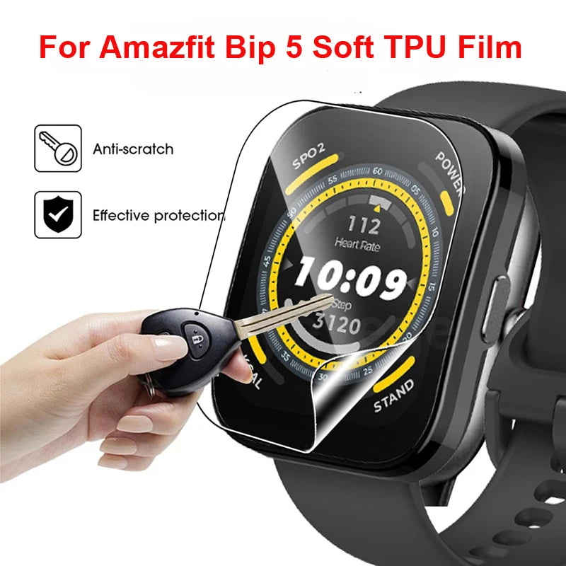 For Amazfit Bip 5 Screen Protector Soft TPU Hydrogel Films For Amazfit Bip 5 Protector HD Clear Anti-Scratch Film Accessories