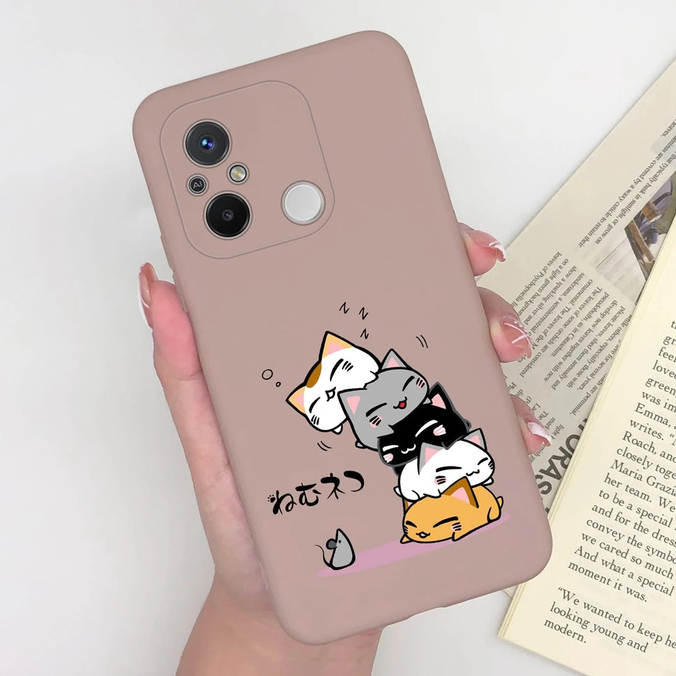 Phone Case For Redmi 12C 11A 4G Cartoon Dinosaur Soft Silicon TPU Matte Back Cover Coque For Redmi 12 C 11 A 4G Funda Capa Shell