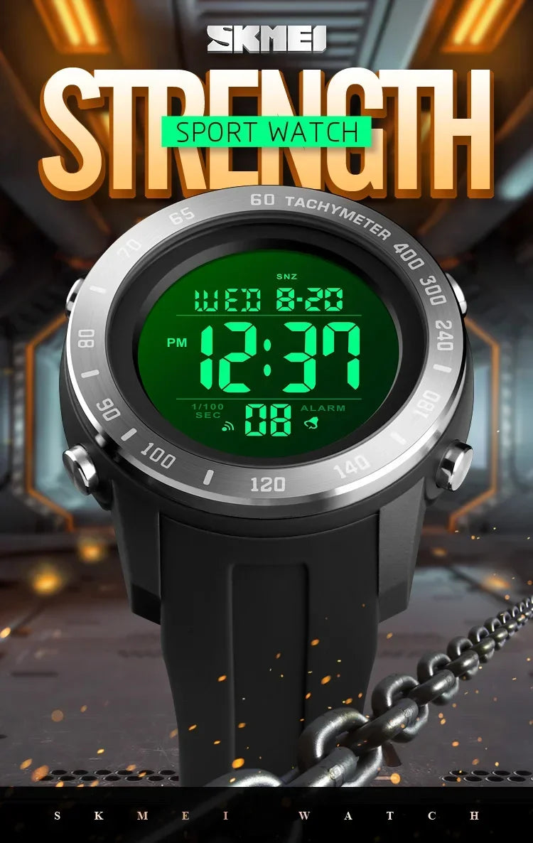 SKMEI 1524 2 Time LED Digital Wristwatches For Mens Waterproof Chrono Count Down Male Hour montre homme Big Dial Sport Men Watch