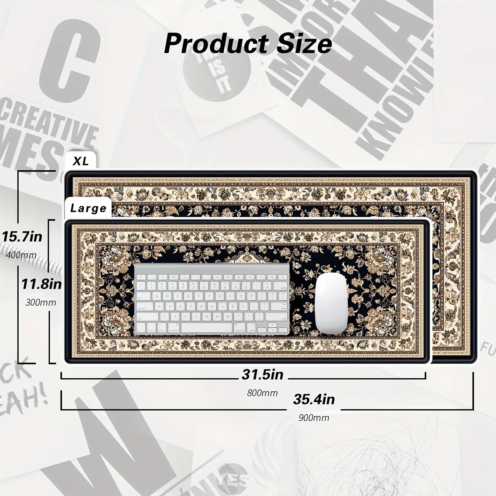 XXL Black Persian mouse pad long table mat floor mat carpet Game Work home desktop accessories Game player office quickly shipp