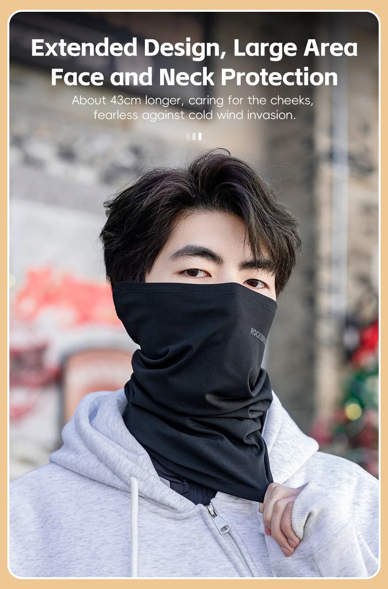 ROCKBROS Winter Warm Cycling Face Mask Windproof Thermal Fleece Bike Headband Scarf Men Women Breathable Cycling Neck Gaiter