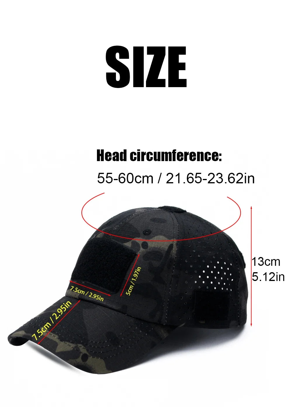 1Pcs Camouflage Baseball Cap Summer Outdoor Tactical Sunscreen Hat for Mens Hiking Fishing Fashion Peaked Cap with DIY Velcro