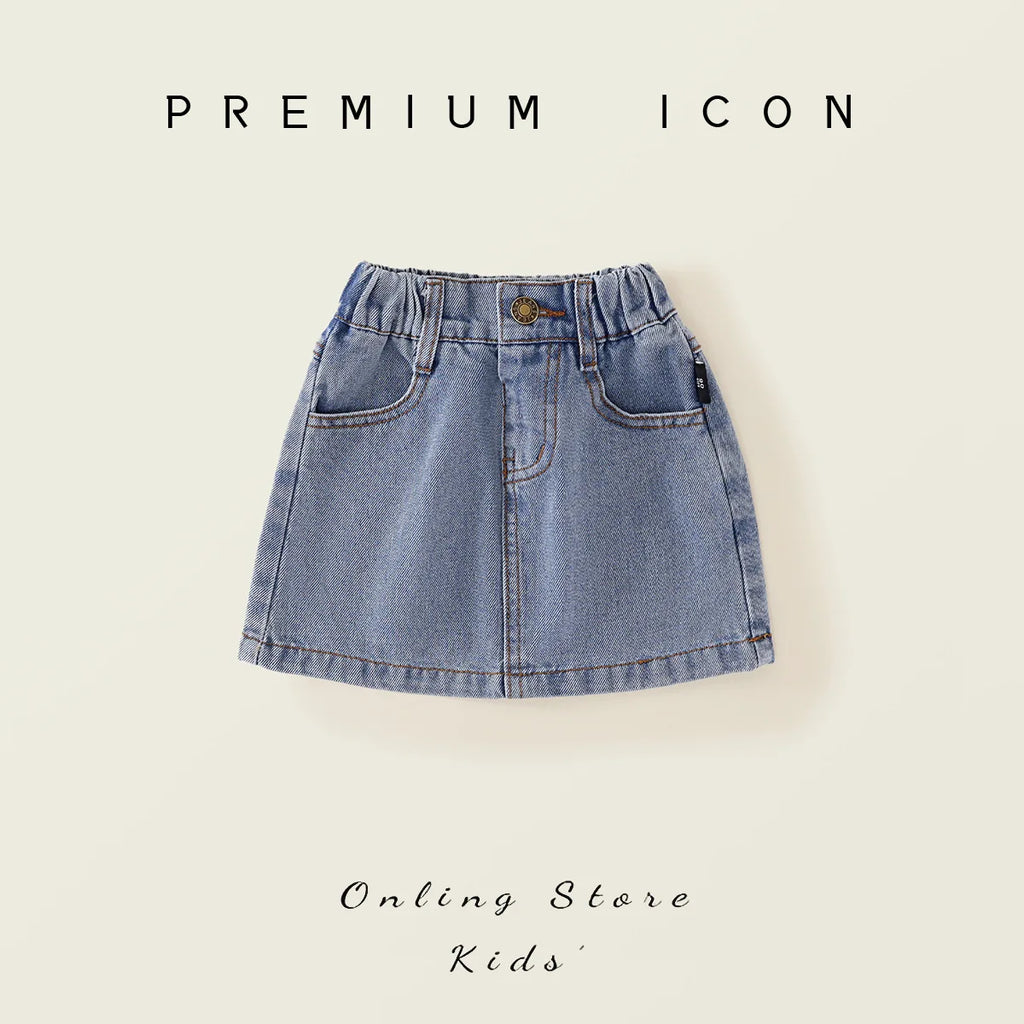 2025 Spring/Summer New Arrival Girls' Denim Pencil Skirt, Soft Washed Korean Style Baby Girl High-Waisted Skirt