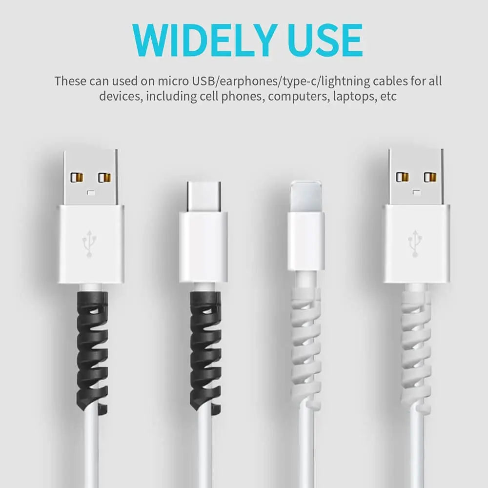 10Pcs Cable Protector Spiral Phone Charger Cable Saver Silicone Cable Management Organizer for Headphone Cellphone Mouse Cord