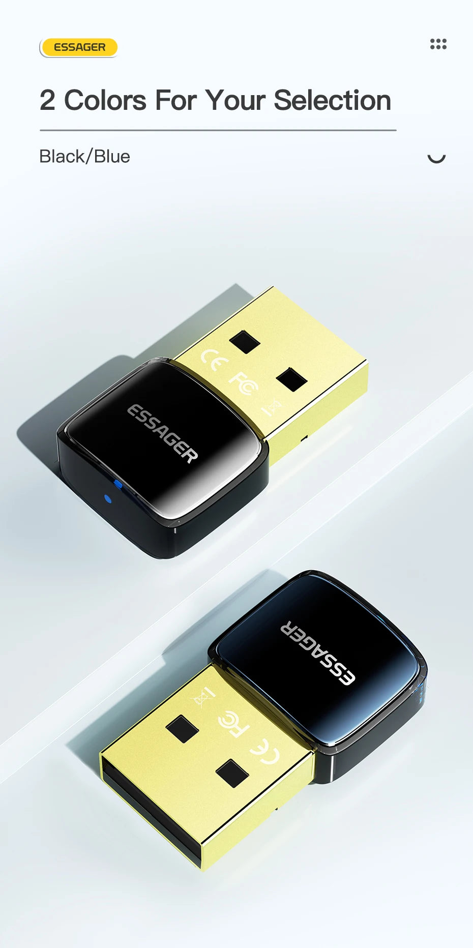 Essager Wireless USB Bluetooth 5.0 Adapter Dongle Mini Car Music AUX Audio Receiver Transmitter For PC Laptop Mouse Earphone HOT