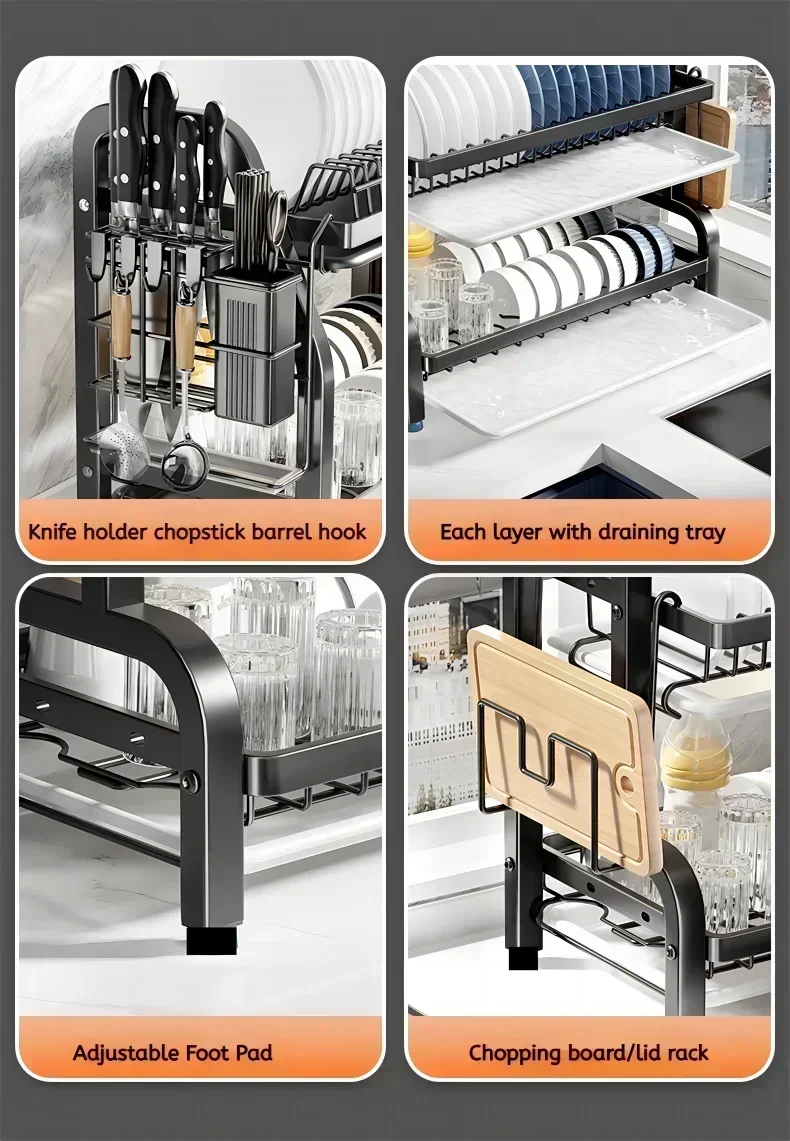 Kitchen Tableware Storage Box Multifunctional Cupboard Drain Rack Shelf Cupboard Storage Box Bowls