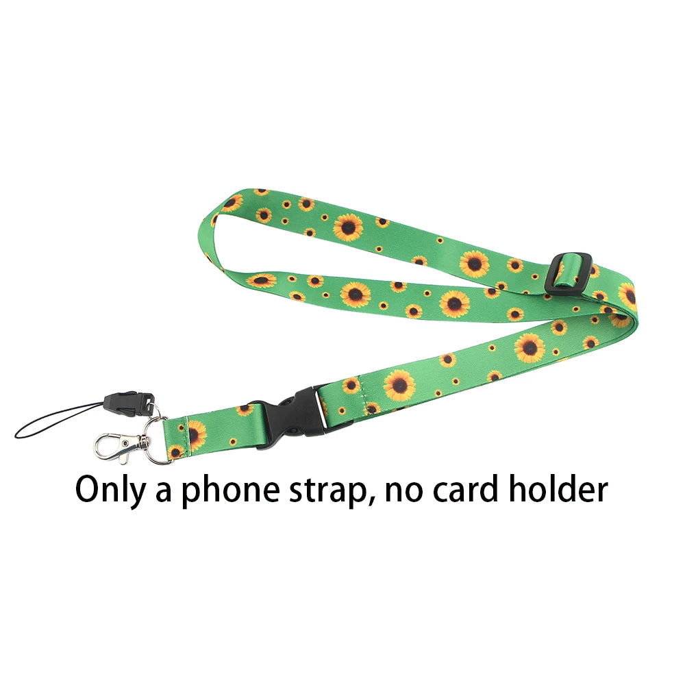 Summer Hot Style Sunflower Lanyard Adjustable Buckle Phone USB Badge Holder Hang Rope Necklace For Friends Gifts