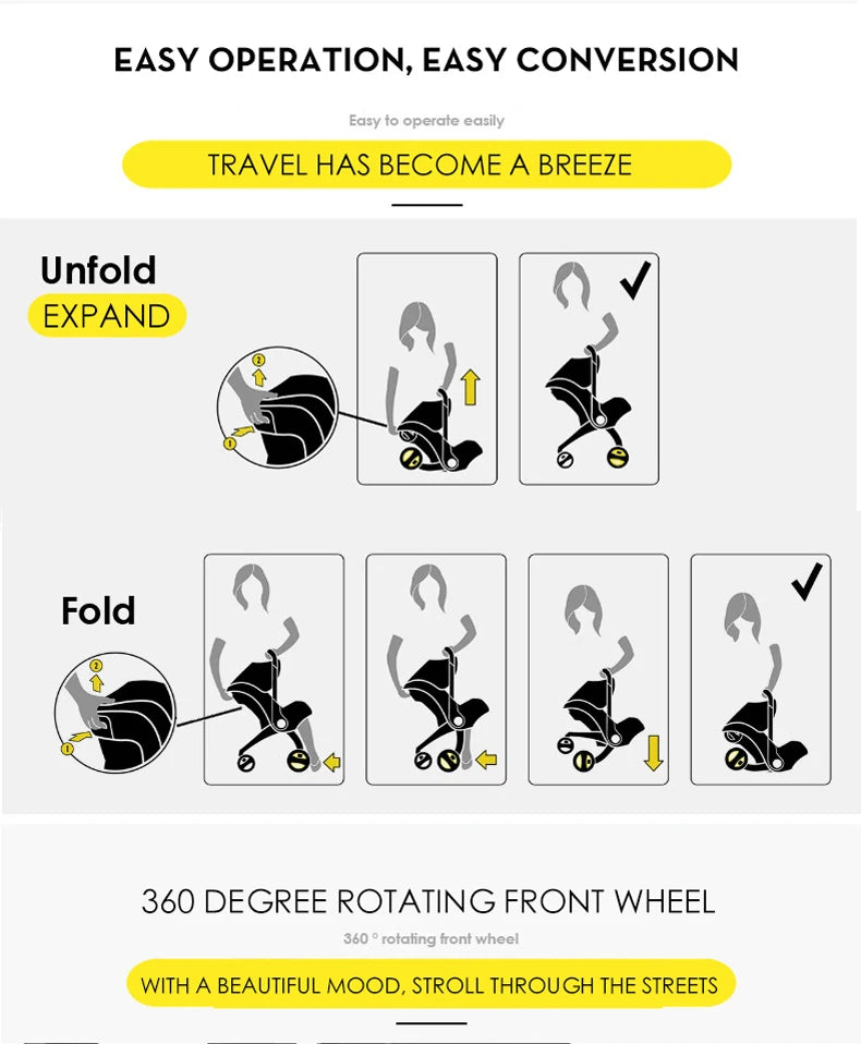 Baby Stroller Multifunctional Car Seat 3 in 1 For Newborn Prams Infant Buggy Safety Cart Carriage