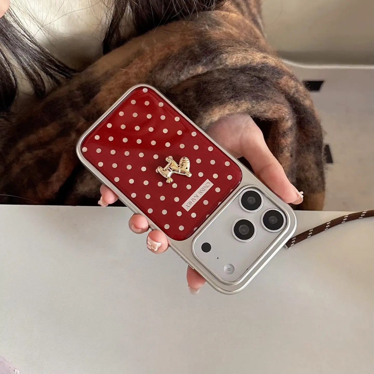 Korean INS Electroplating Red Dots Chic Little Pony Phone Case for iPhone 17 16 15 14 13 Pro Max Plus Back Cover