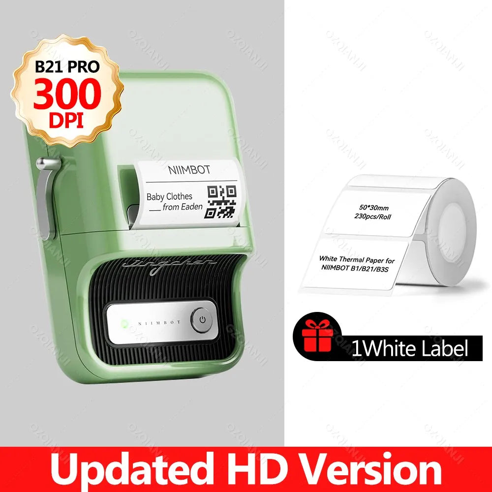 B21PRO 300dpi New NiiMbot B21 Mini Thermal Printer Wireless Barcode Label Maker Bluetooth Portable Adhesive for Office Home Use