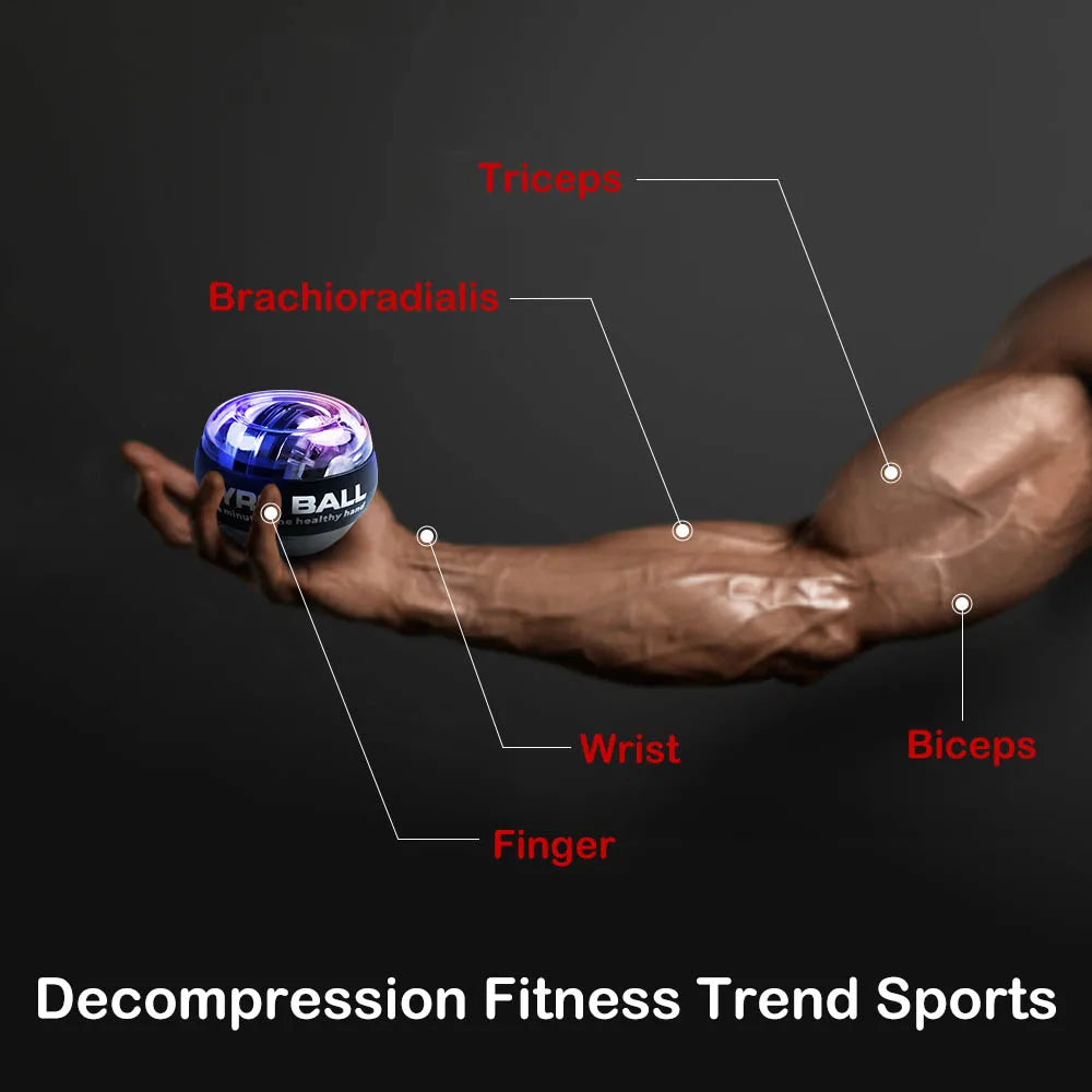 LED Wrist Ball Centrifuge Gyro Wrist Press Automatic Start Range Gyro Ball Arm Hand Muscle Strength Forearm Trainer Fitness Equi