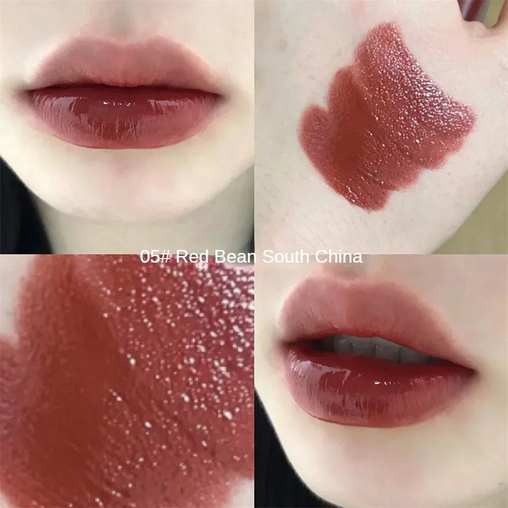 6 Colors Silky Glossy Lipstick Gege Bear Pump Lips Moisture Water  Comfortable Ultra Sheen Non-Stick Cup Lip Balm