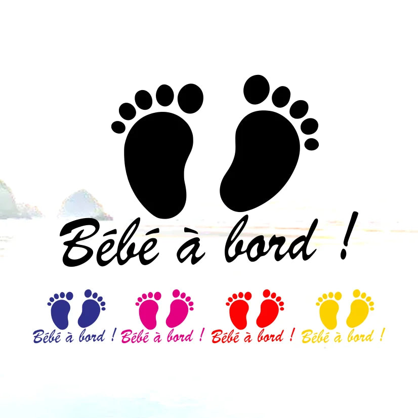 STICKY Baby On Board Sticker Decal With Little Baby Feet Waterproof Sunscreen For Motorcycle Off-road Rear Windshield