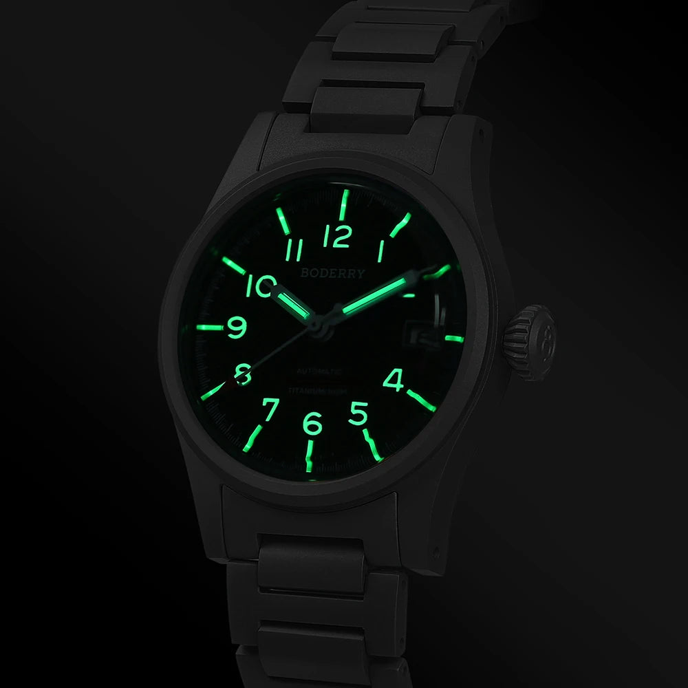 Boderry LANDMASTER Field Watches Titanium Automatic For Seiko Movement Sport 100M Waterproof Outdoor Dive Wristwatch Mens