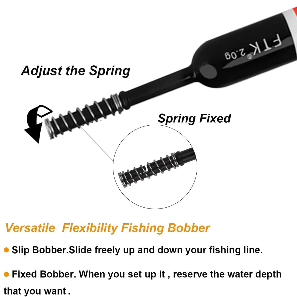 FTK 5pcs/pack Balsa Wood Fishing Floats Bobbers Spring Vertical Buoys Slip Bobber For Crappie Panfish Catfish Walleye Bass