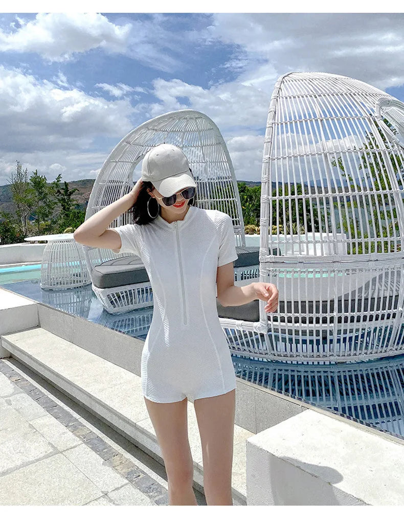 Vacation Surfing Conservative Sun Protection One-piece Swimsuit Women Covering The Belly To Show Off Weight Internet Celebrity