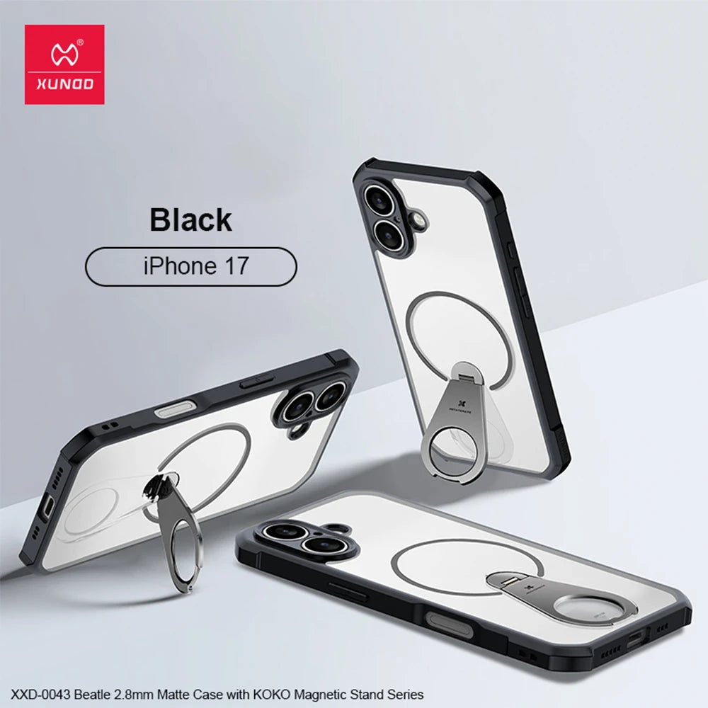Xundd For iPhone 17 Pro Max 17 Air 17 Pro Magnetic Case with 360° Invisible Stand,PC+TPU Anti-fingerprint Anti-drop Phone Cover